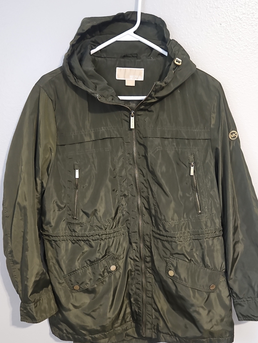 Michael Kors Olive Hooded Lightweight Jacket